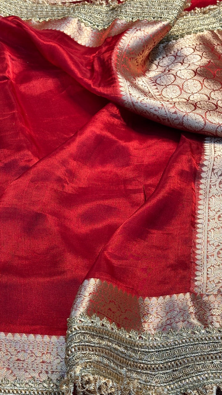 Red Banarasi Tissue Silk Handwoven Saree