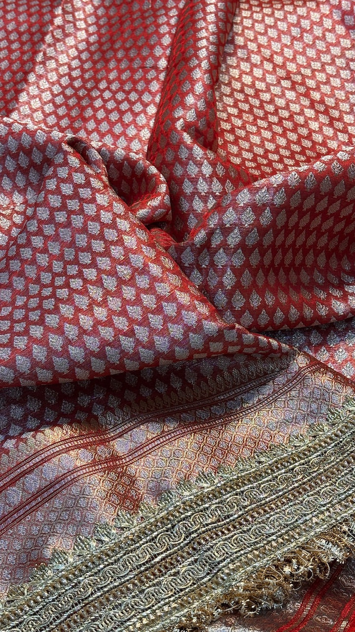 Red Banarasi Tissue Silk Handwoven Saree