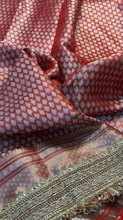 Red Banarasi Tissue Silk Handwoven Saree