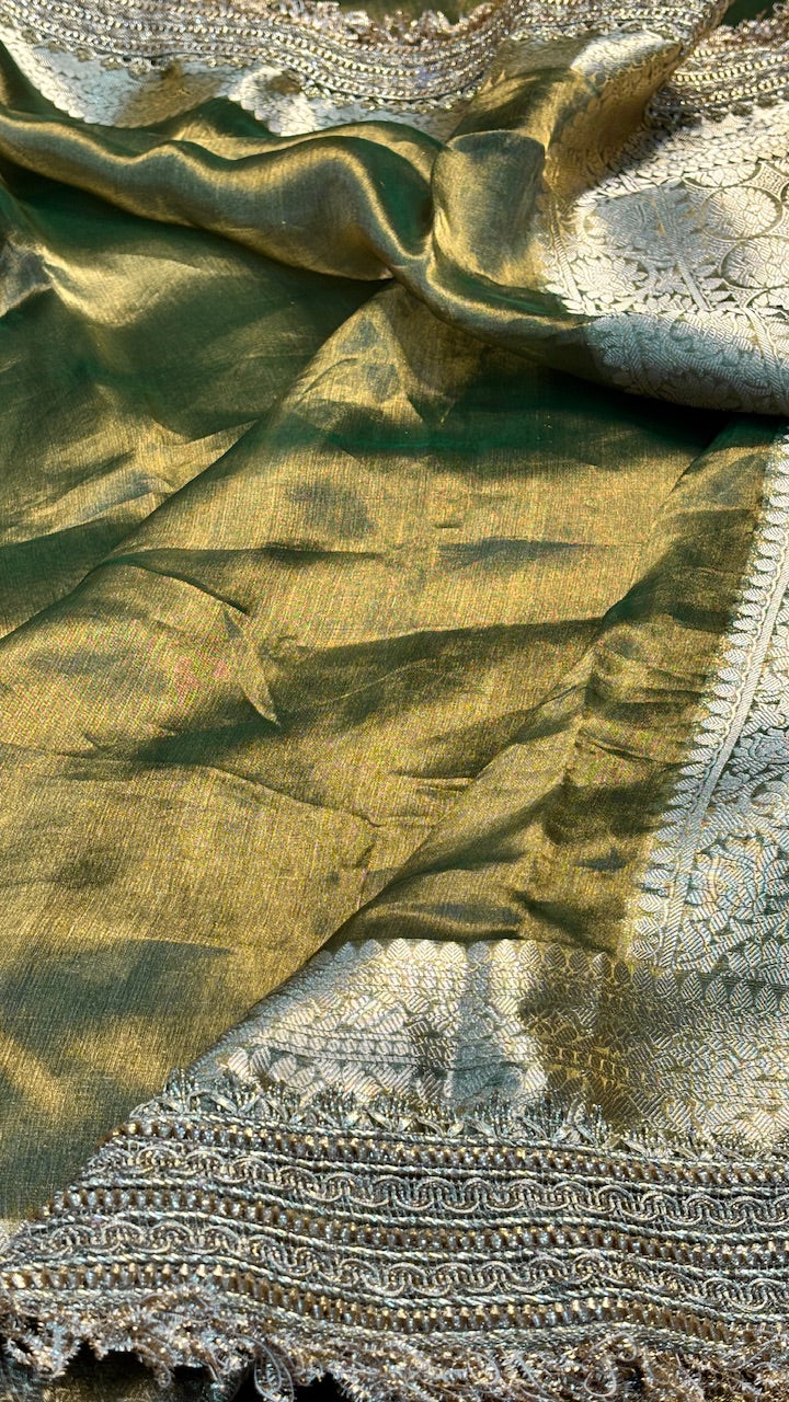 Green Banarasi Tissue Silk Handwoven Saree