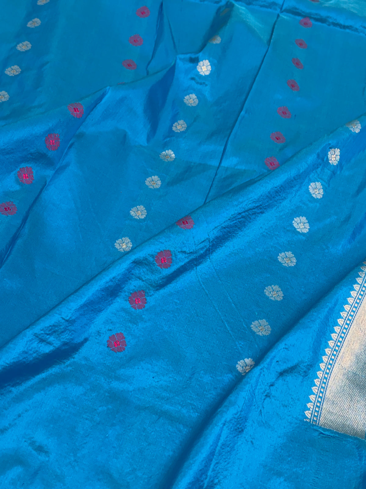 Royal Blue Pure Banarasi Kora Silk Saree