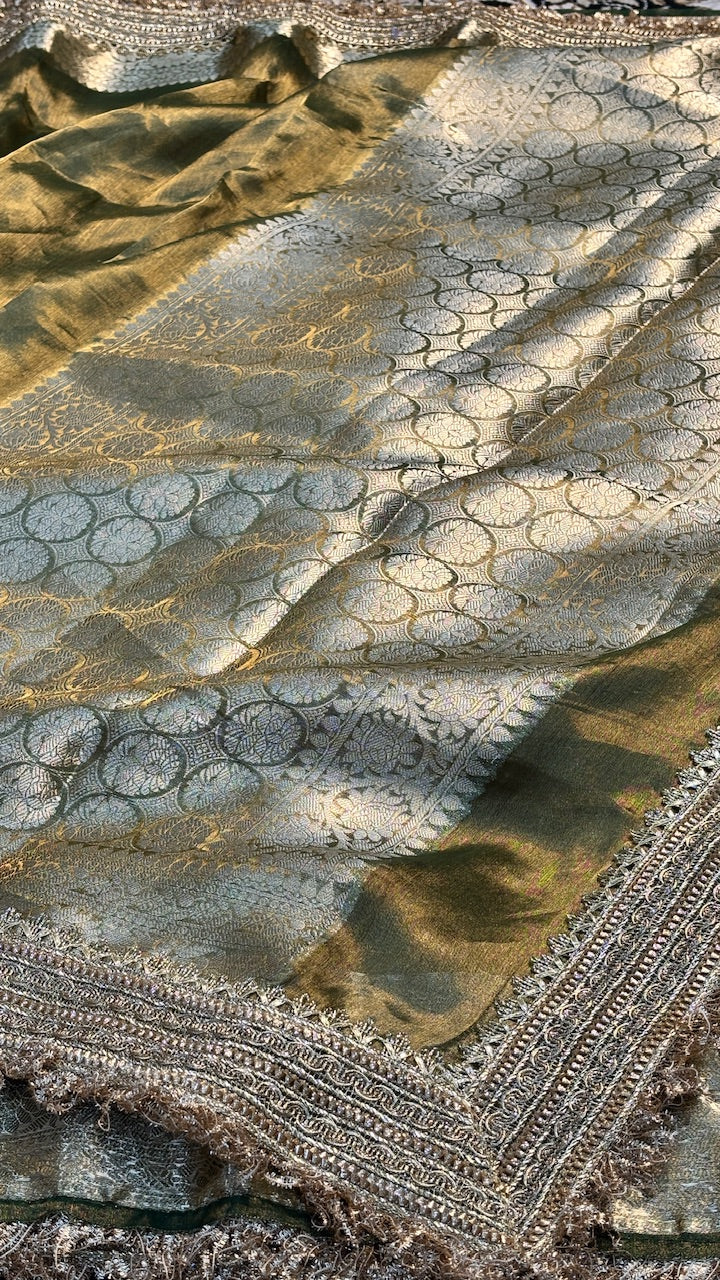 Green Banarasi Tissue Silk Handwoven Saree