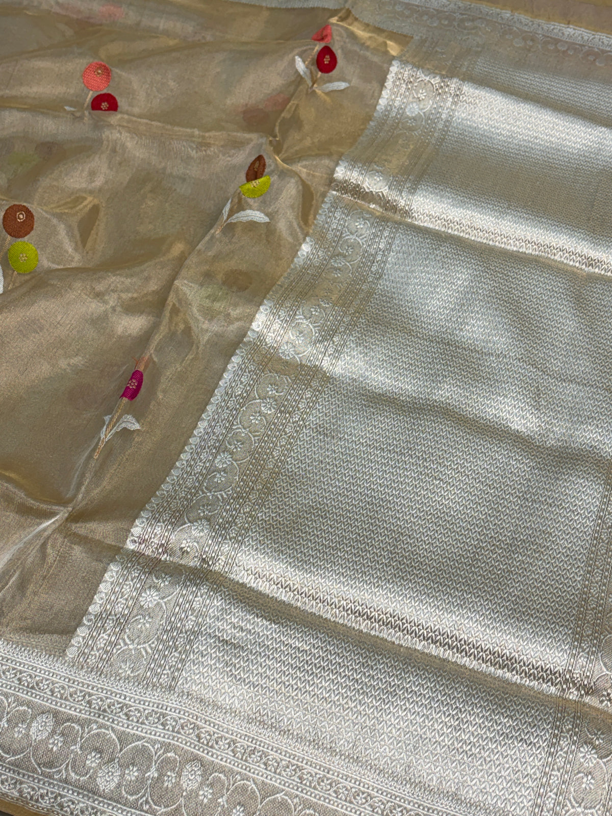 Champagne Gold Pure Banarasi Tissue Saree