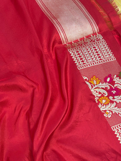 Pure Handwoven Tissue Buti Banarasi Saree with Meenakari Border