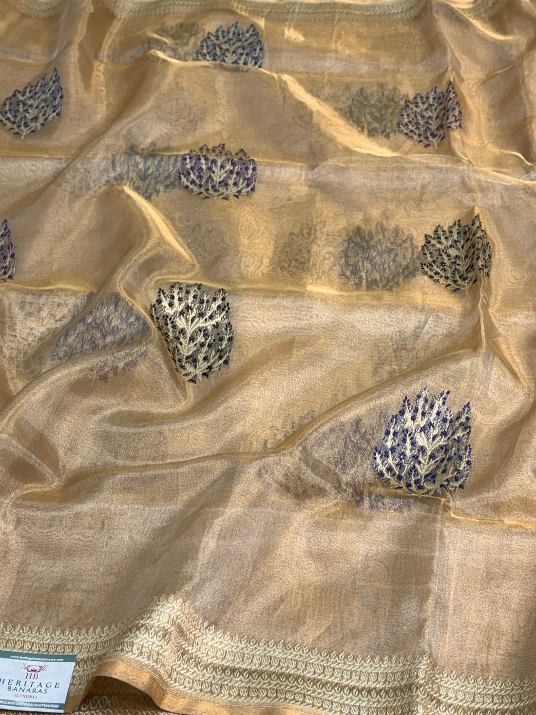 Champagne Gold Pure Banarasi Tissue Saree