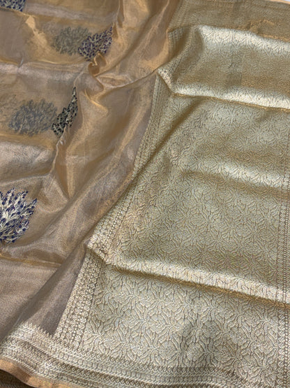 Champagne Gold Pure Banarasi Tissue Saree