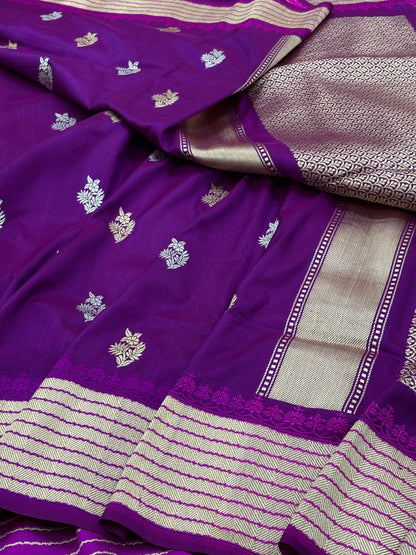 Purple Banarasi Pure Katan Silk Handwoven Saree