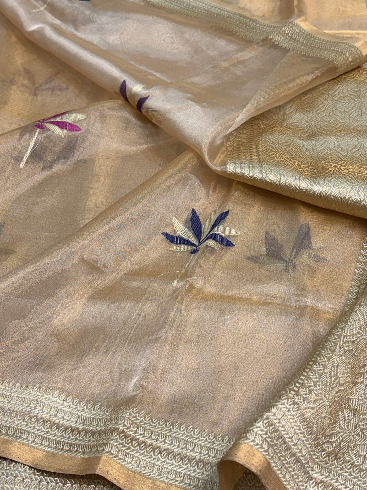 Champagne Gold Pure Banarasi Tissue Saree