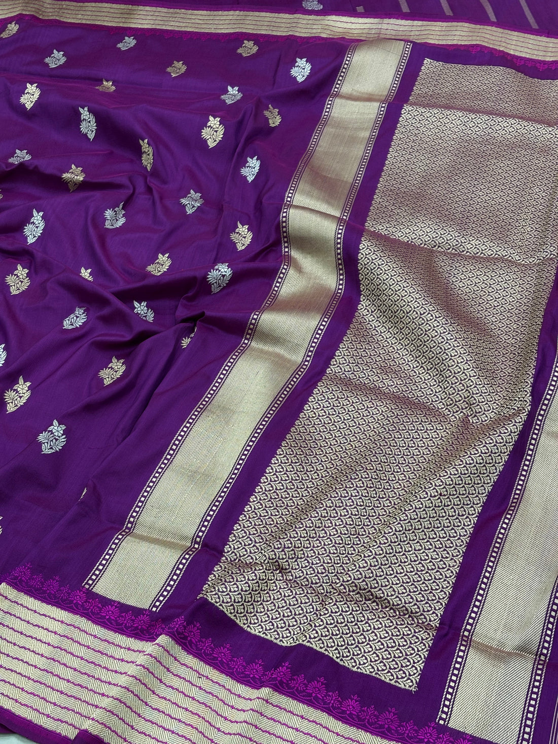 Purple Banarasi Pure Katan Silk Handwoven Saree