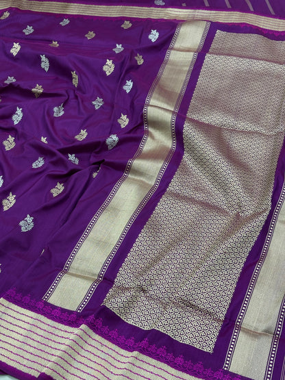 Purple Banarasi Pure Katan Silk Handwoven Saree