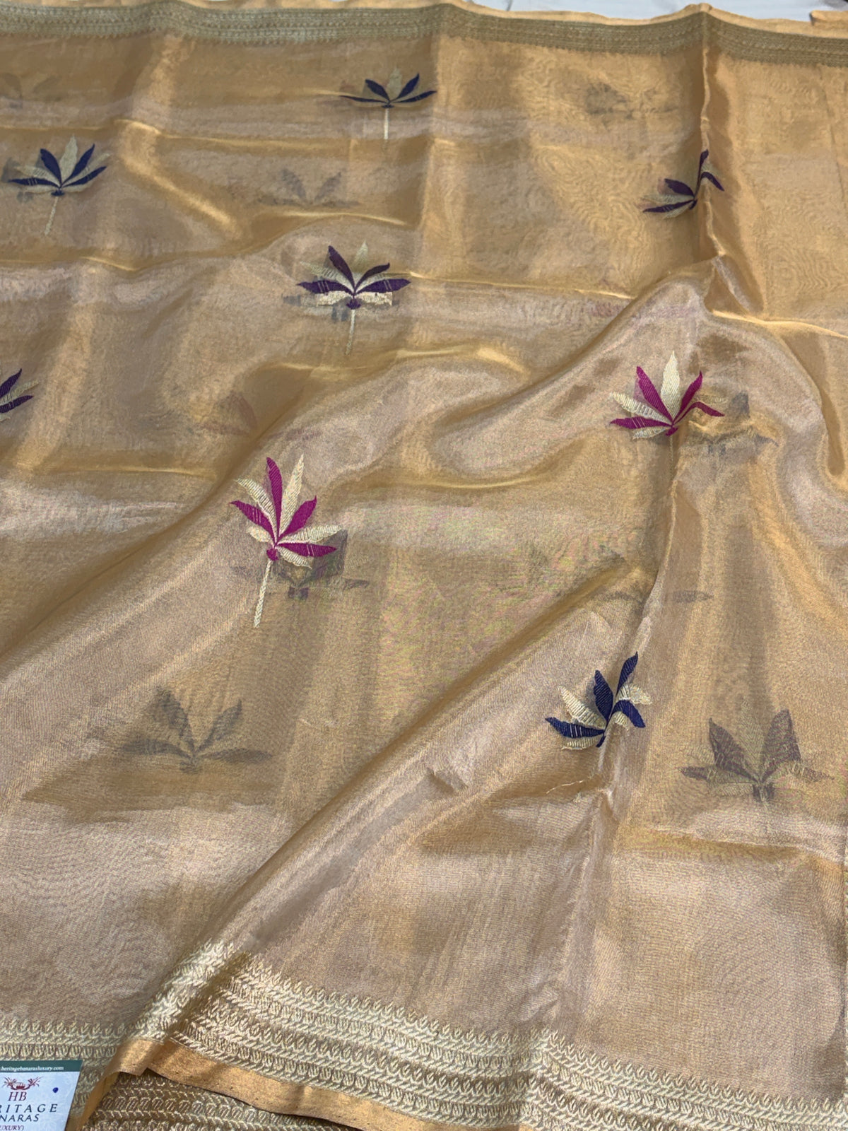 Champagne Gold Pure Banarasi Tissue Saree