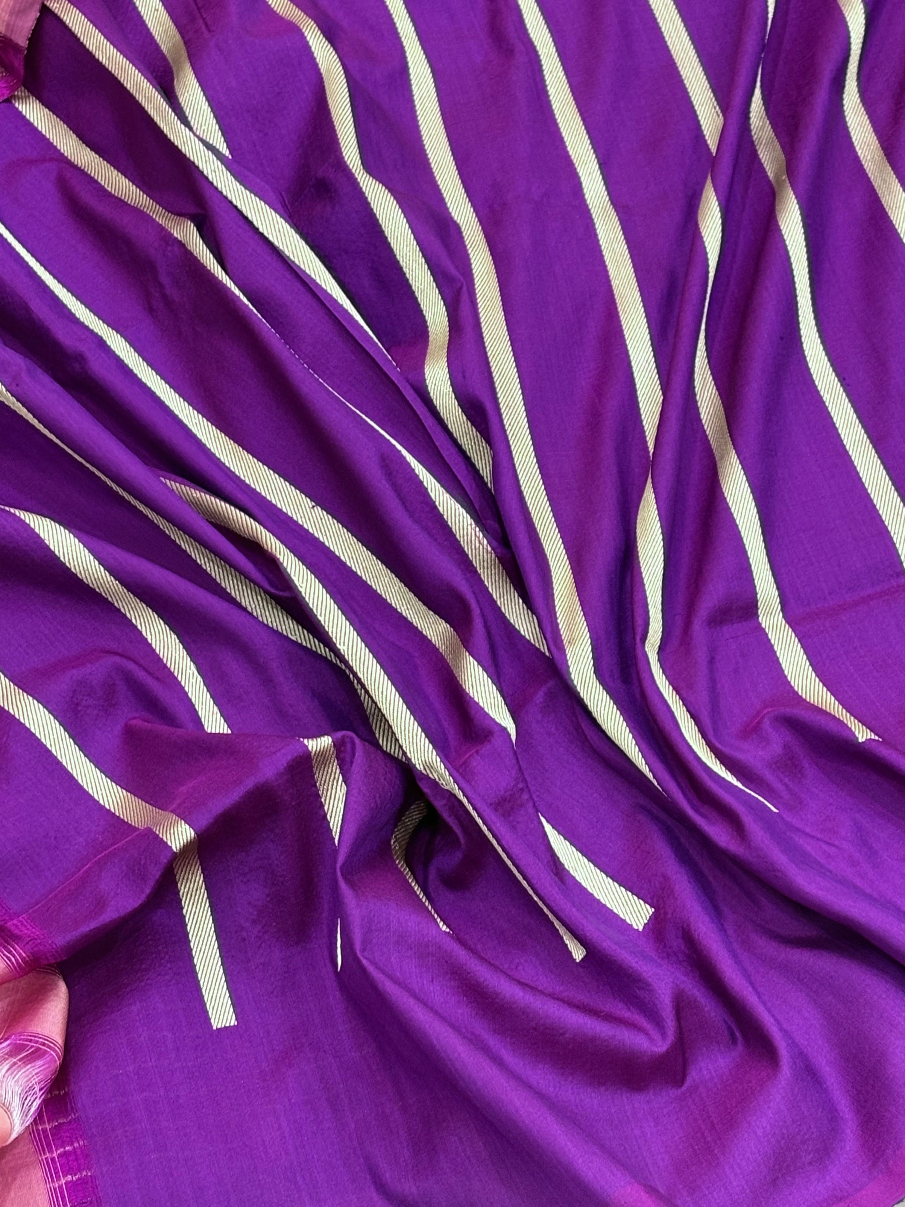 Purple Banarasi Pure Katan Silk Handwoven Saree
