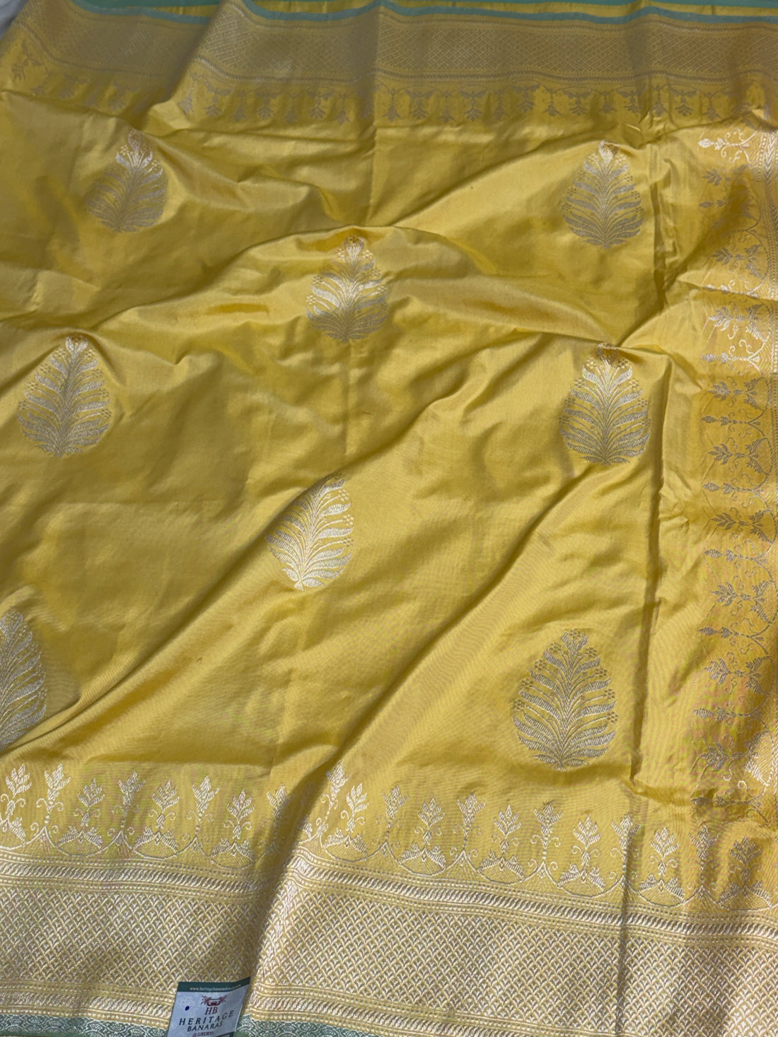 Yellow Pure Banarasi Ektara Silk Saree