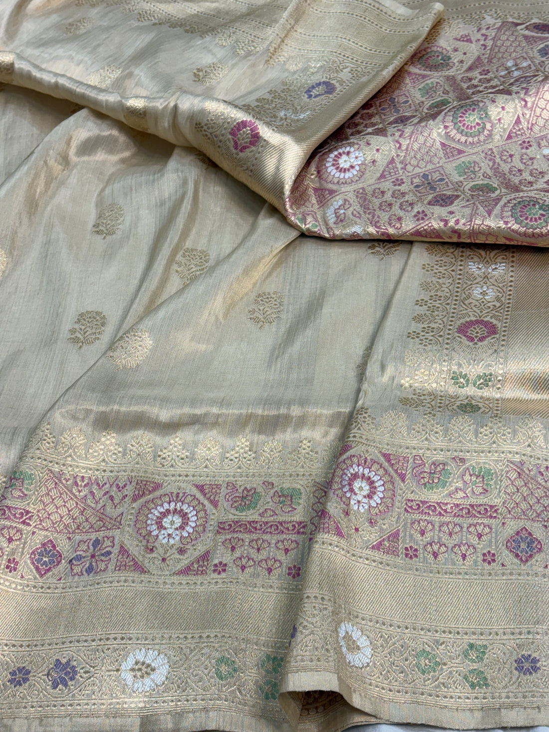 Ivory Tissue Banarasi Silk Saree
