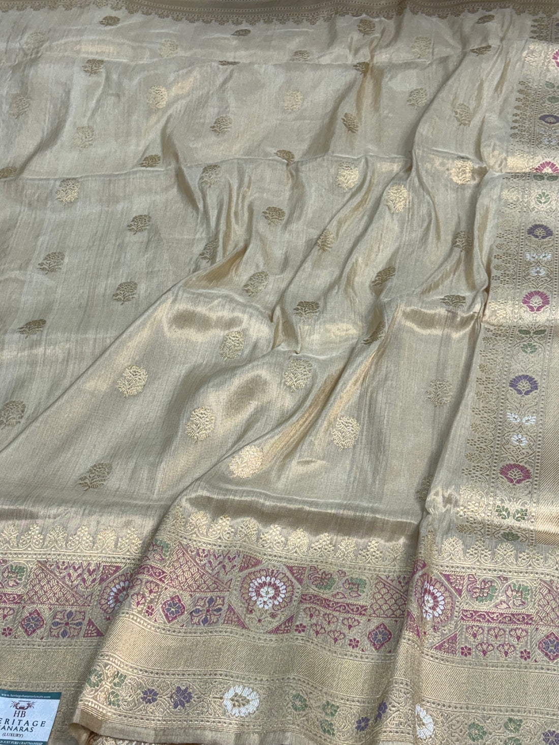 Ivory Tissue Banarasi Silk Saree