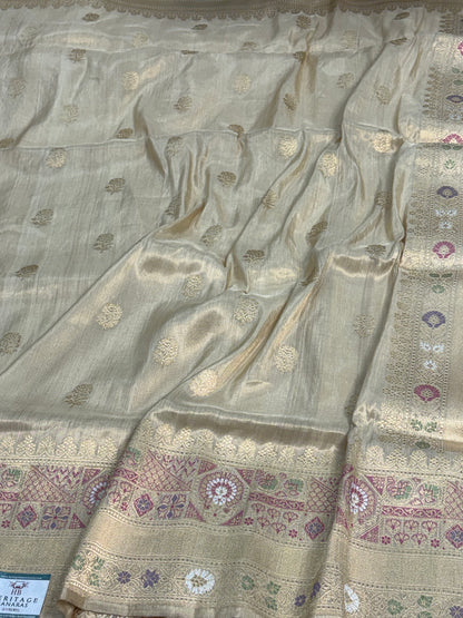Ivory Tissue Banarasi Silk Saree