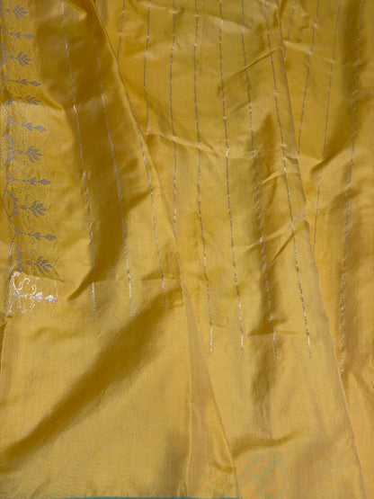 Yellow Pure Banarasi Ektara Silk Saree