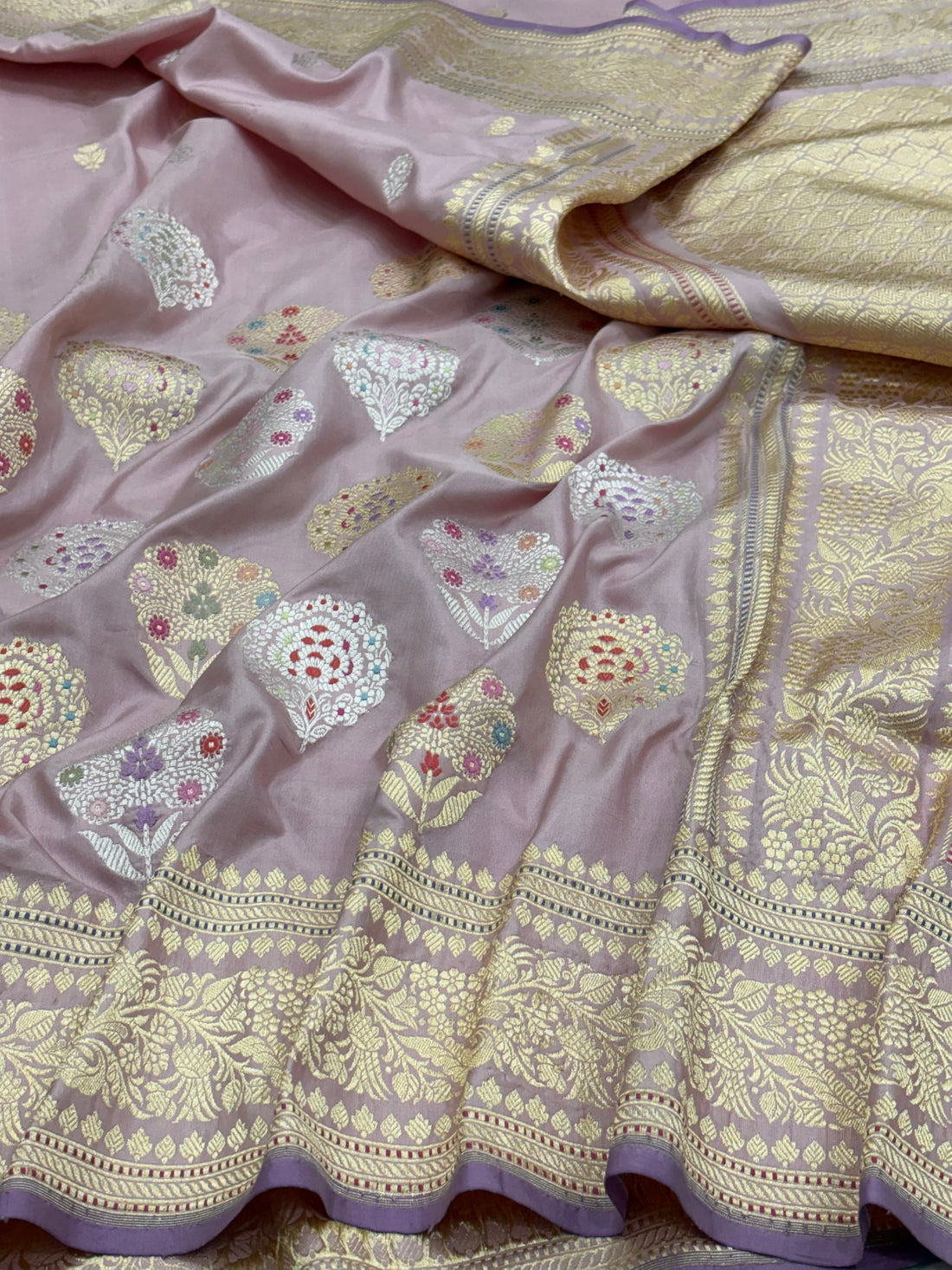 Pink Banarasi Pure Katan Silk Handwoven Saree