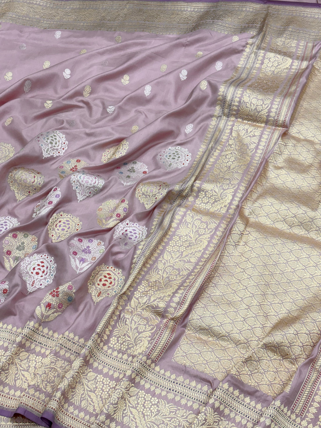 Pink Banarasi Pure Katan Silk Handwoven Saree