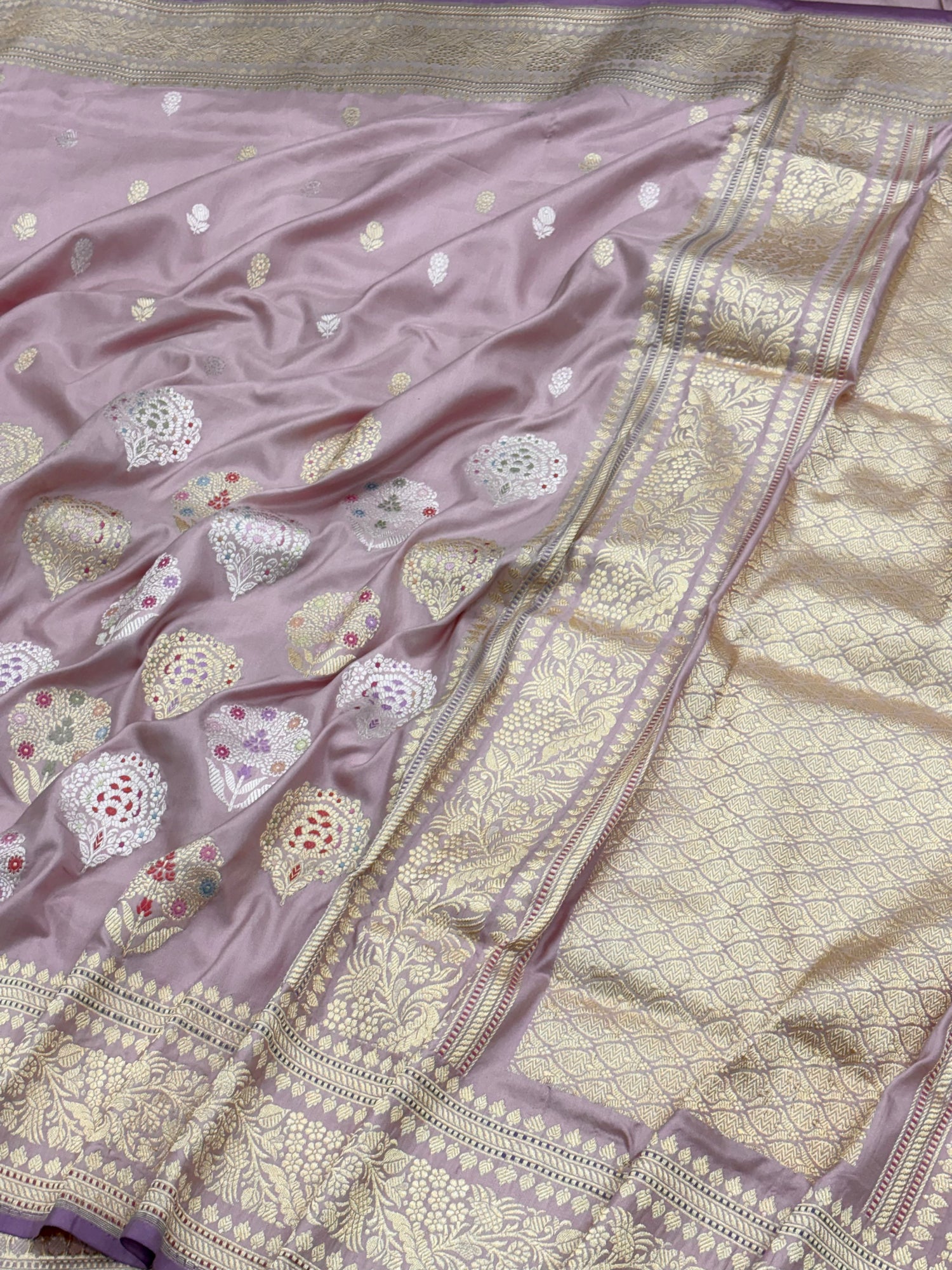 Pink Banarasi Pure Katan Silk Handwoven Saree
