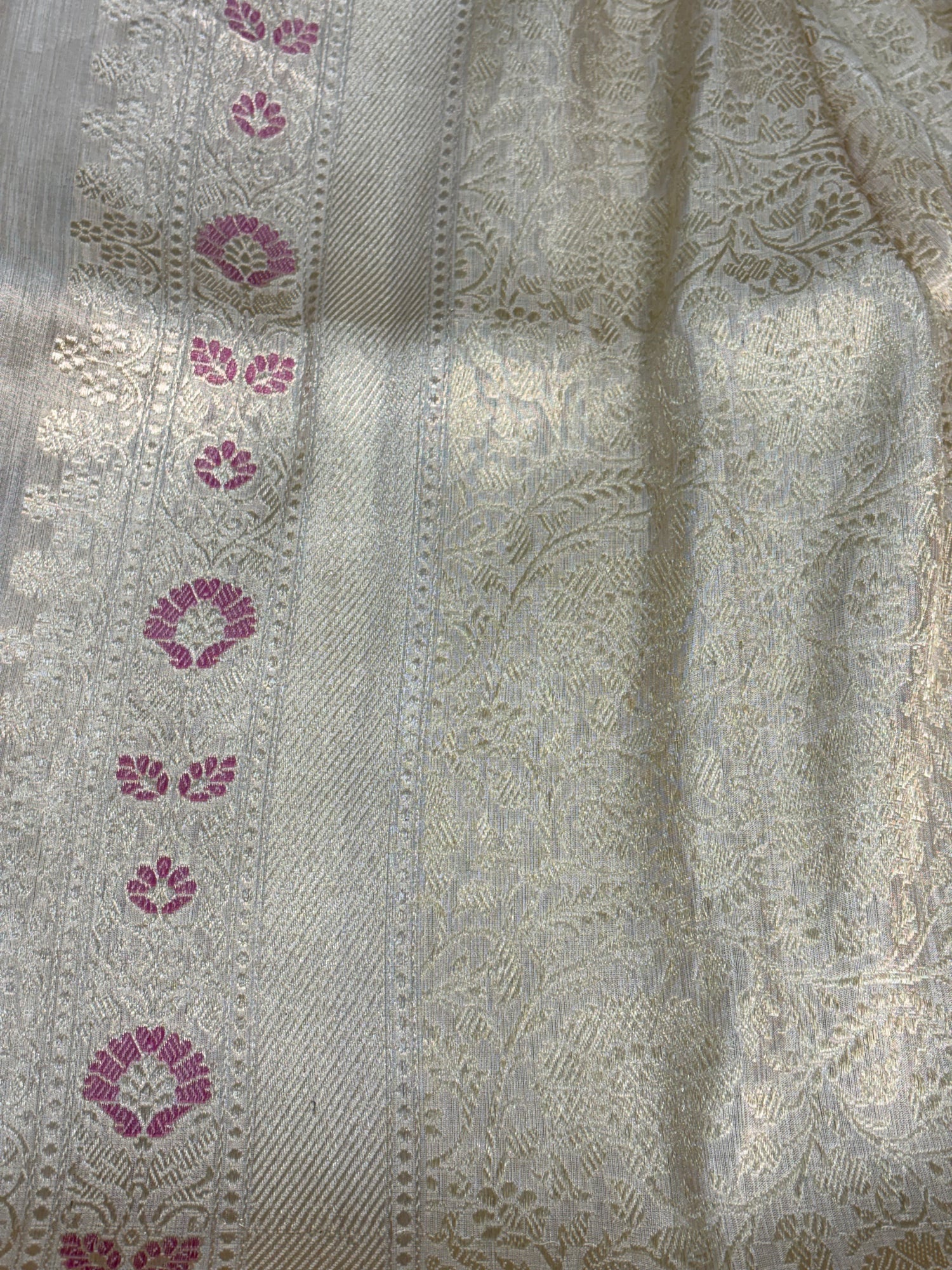 Ivory Tissue Banarasi Silk Saree