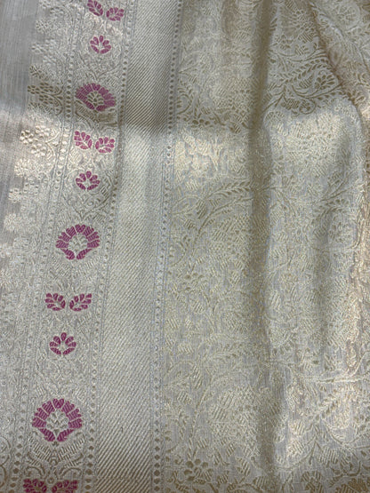 Ivory Tissue Banarasi Silk Saree