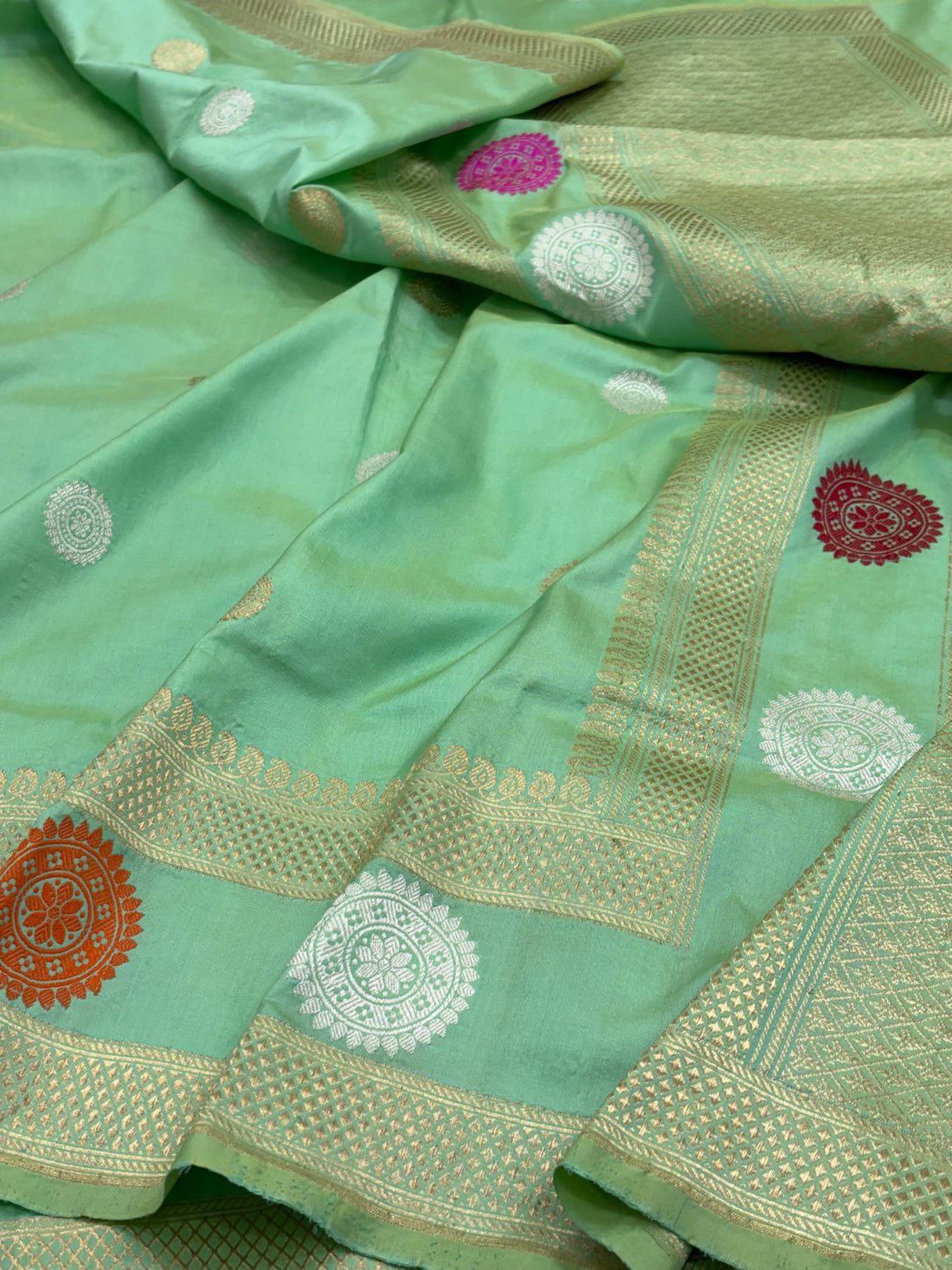 Sea Green Banarasi Pure Katan Silk Handwoven Saree