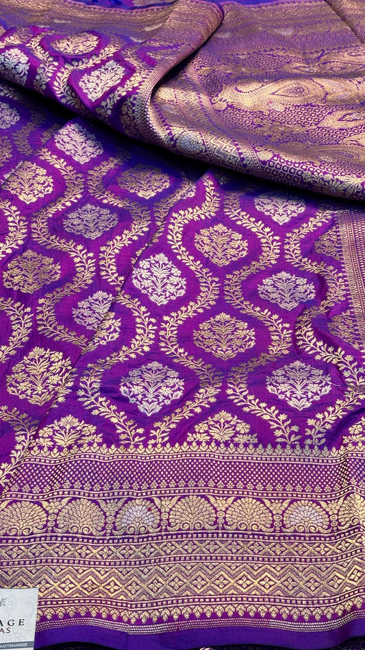 Purple Pure Banarasi Katan Silk Saree