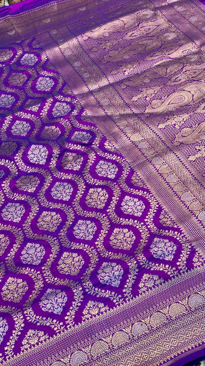 Purple Pure Banarasi Katan Silk Saree