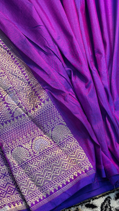 Purple Pure Banarasi Katan Silk Saree