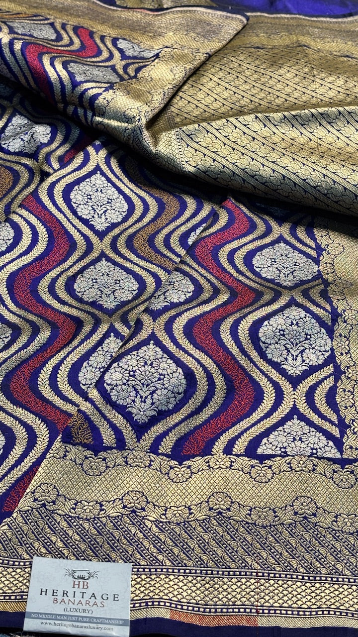 Royal Blue Banarasi Katan Brocade Silk Saree