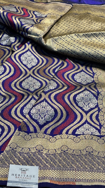 Royal Blue Banarasi Katan Brocade Silk Saree