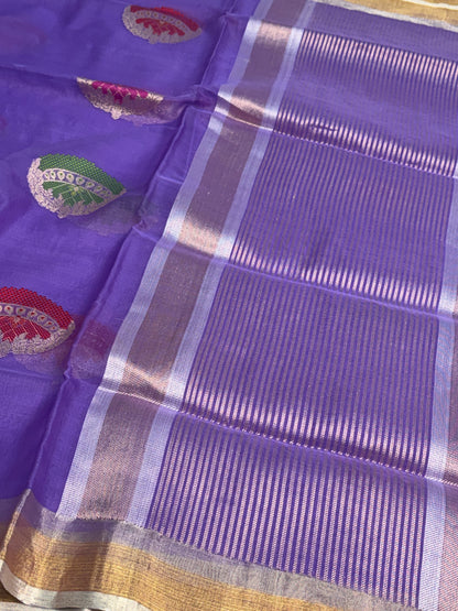 Royal Violet Pure Banarasi Kora Silk Saree