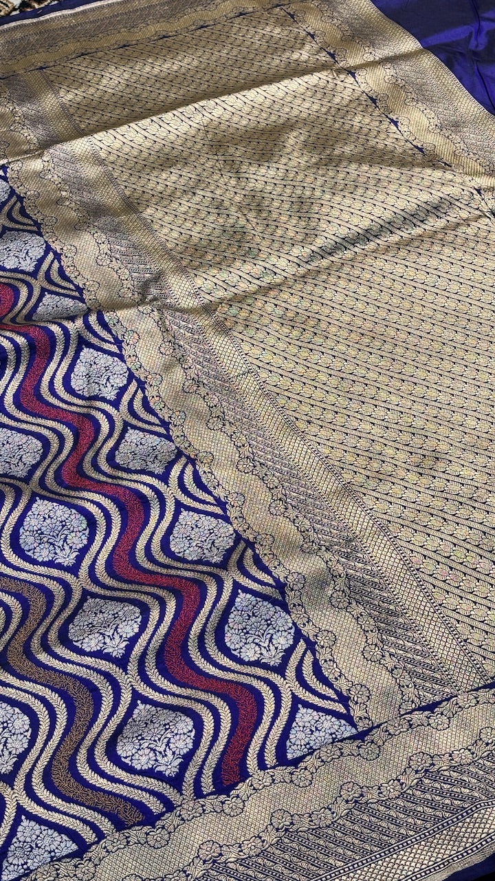 Royal Blue Banarasi Katan Brocade Silk Saree