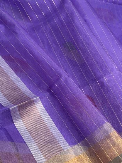 Royal Violet Pure Banarasi Kora Silk Saree