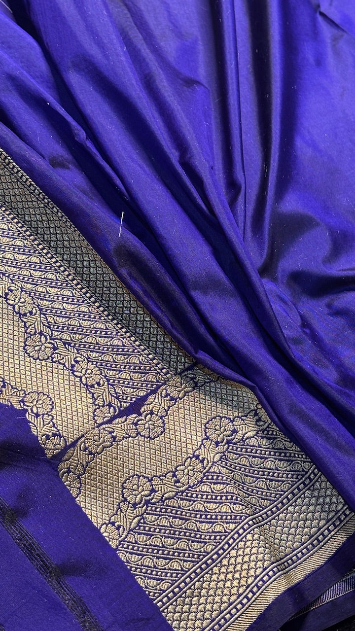 Royal Blue Banarasi Katan Brocade Silk Saree