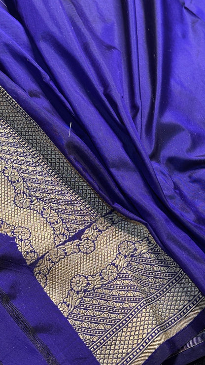 Royal Blue Banarasi Katan Brocade Silk Saree