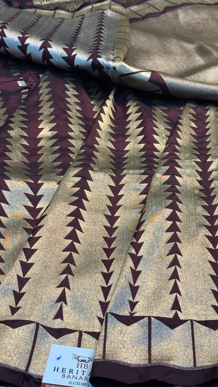 Coffee Brown Pure Banarasi Katan Silk Handloom Saree