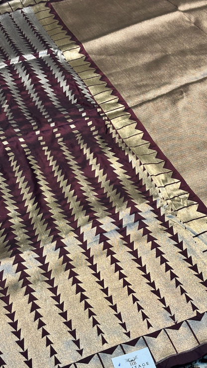 Coffee Brown Pure Banarasi Katan Silk Handloom Saree
