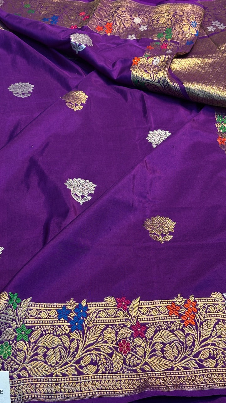 Purple Pure Banarasi Katan Silk handloom Saree