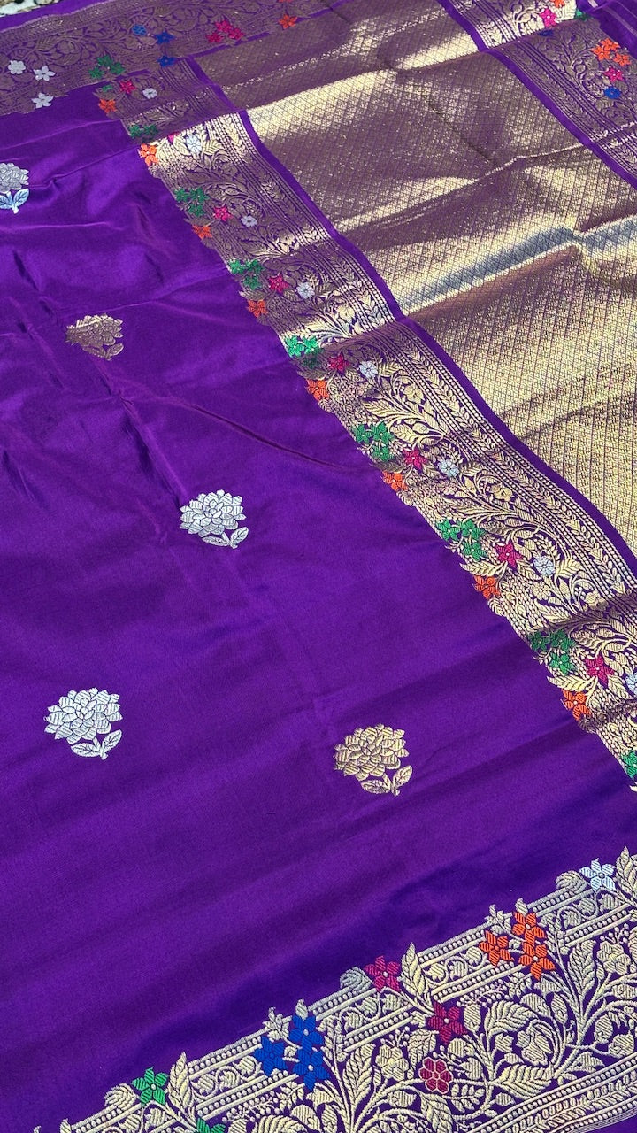Purple Pure Banarasi Katan Silk handloom Saree