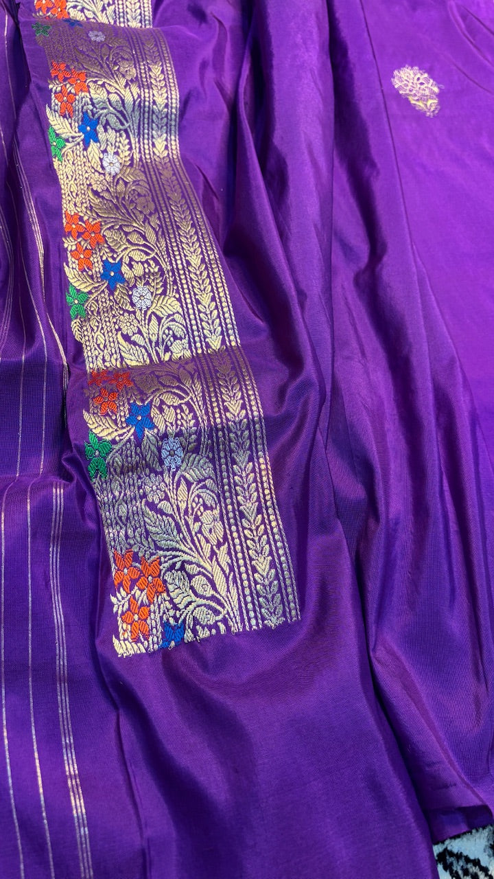Purple Pure Banarasi Katan Silk handloom Saree