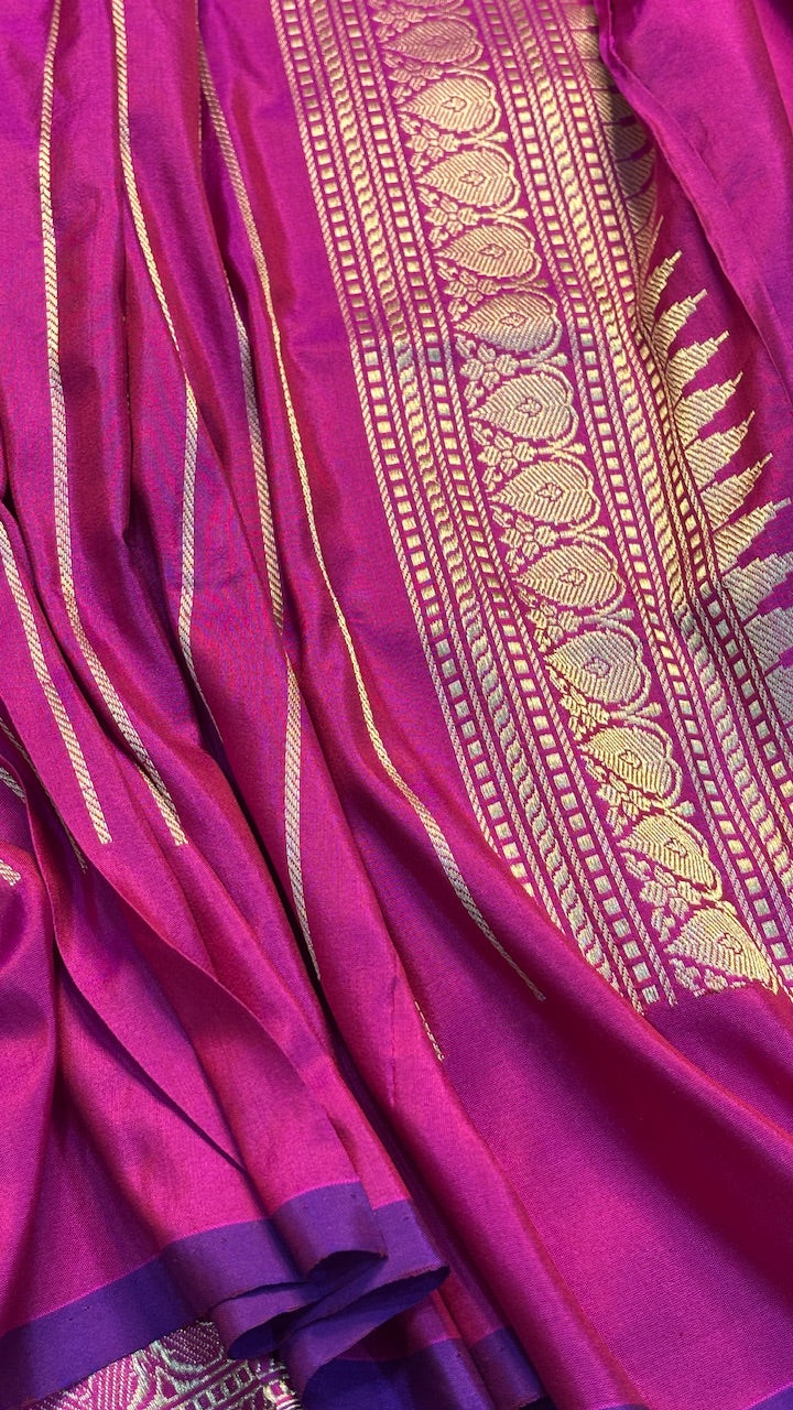 Rani Pink Pure Banarasi Katan Silk handloom Saree
