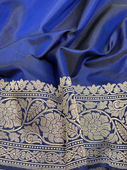 Navy Blue Handwoven Meenakari Jaal Banarasi Katan Silk Saree
