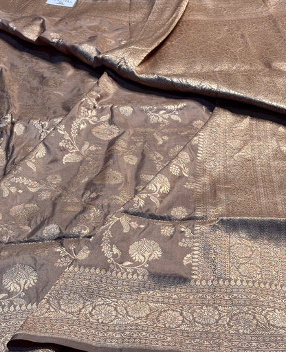 Brown Pure Banarasi Katan Silk Saree