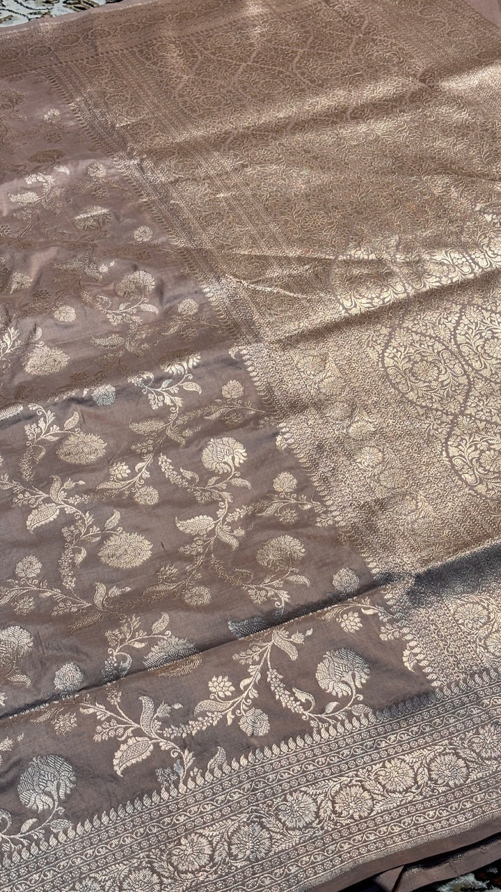 Brown Pure Banarasi Katan Silk Saree