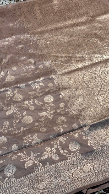 Brown Pure Banarasi Katan Silk Saree