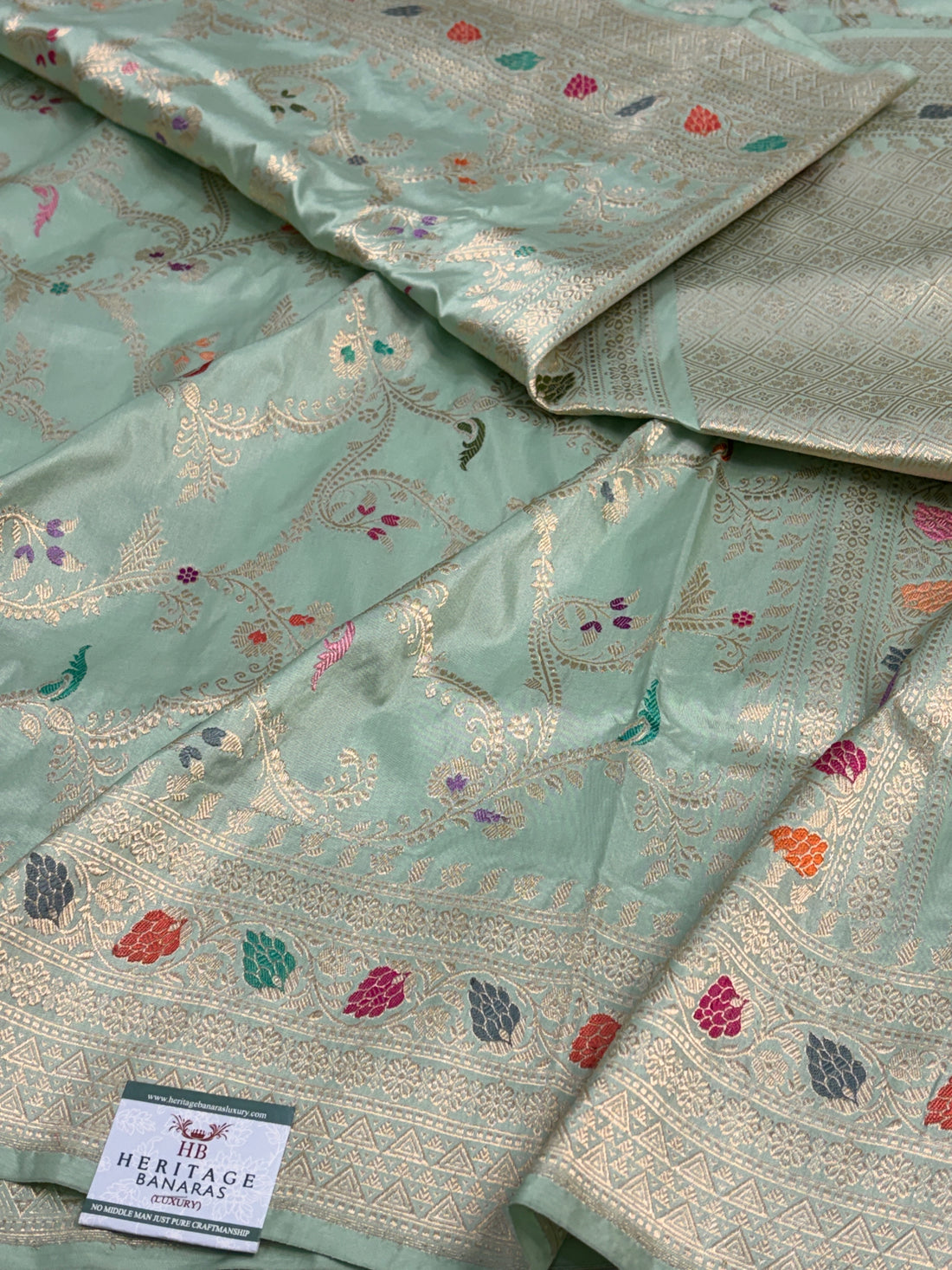 Sea Green Pure Banarasi Katan Silk Saree