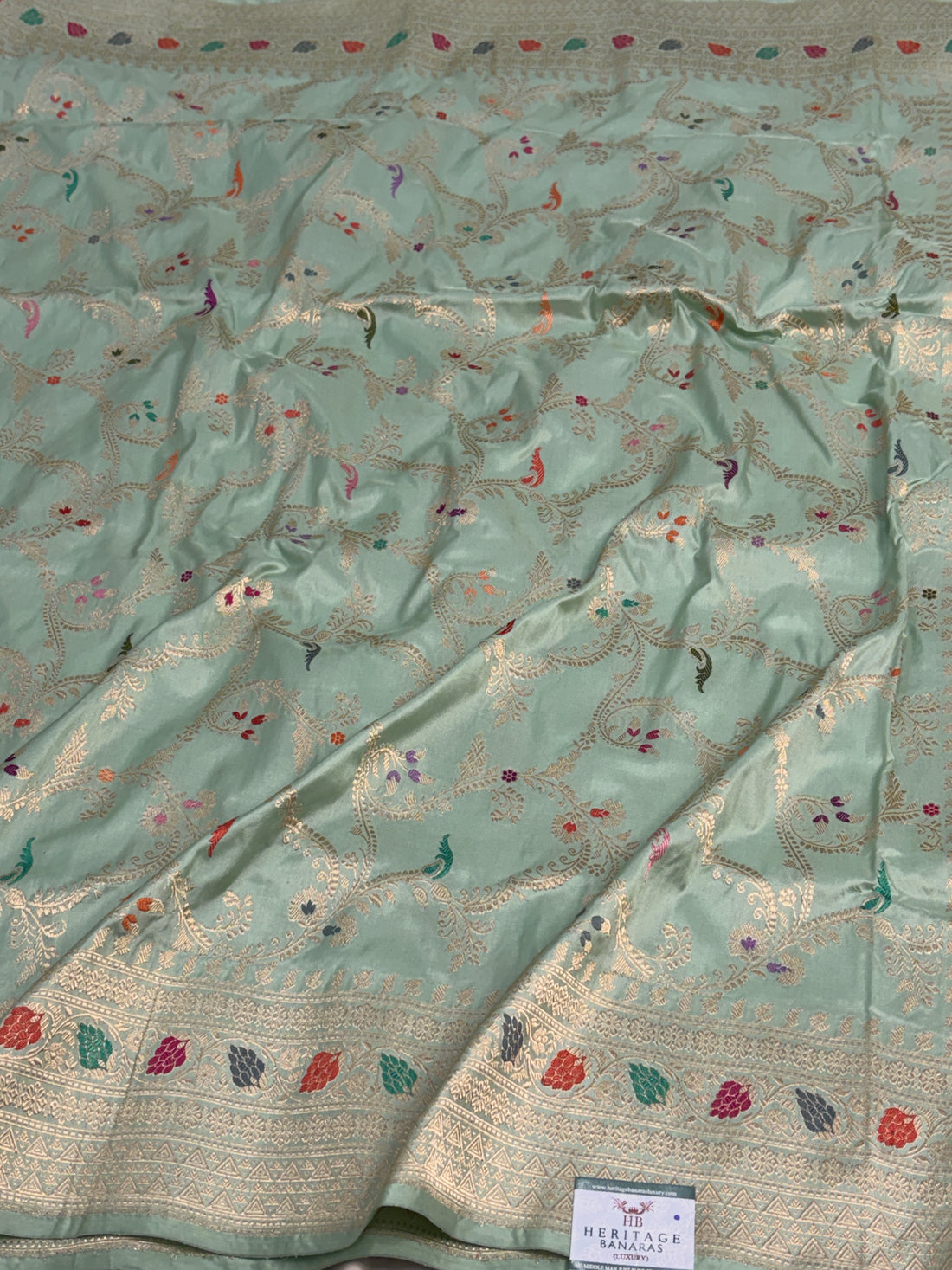 Sea Green Pure Banarasi Katan Silk Saree