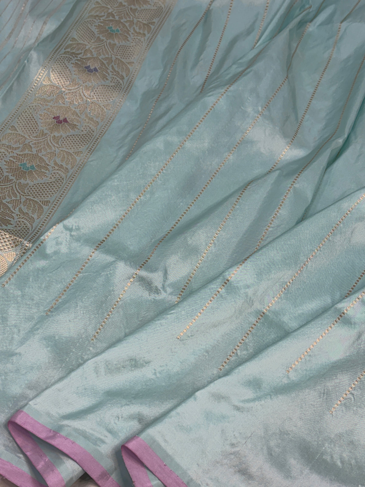 Sea Green Pure Banarasi Rangkat Saree